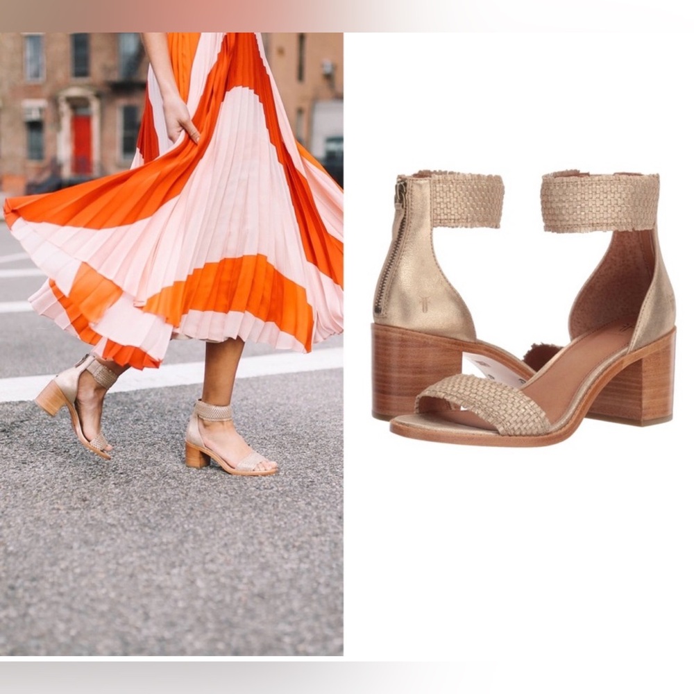 FRYE Bianca Woven Back Zip Heeled Sandals - Picture 2 of 16